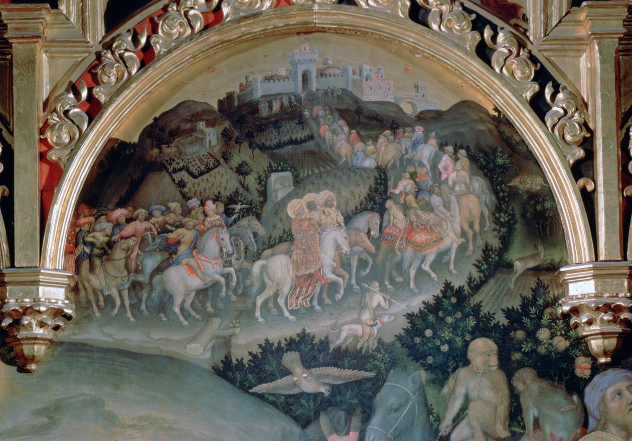 Mágusok imádása A Strozzi-oltárkép, részlet, 1423 alkotó: Gentile da Fabriano