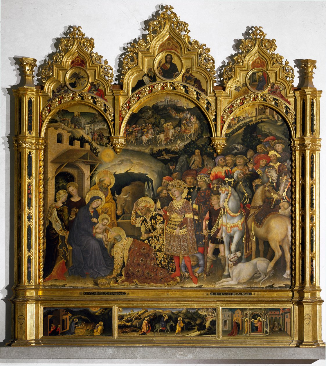 A Mágusok imádásának oltárképe (Pala Strozzi). Gentile da Fabriano festménye (Gentile di Niccolo alkotó: Gentile da Fabriano