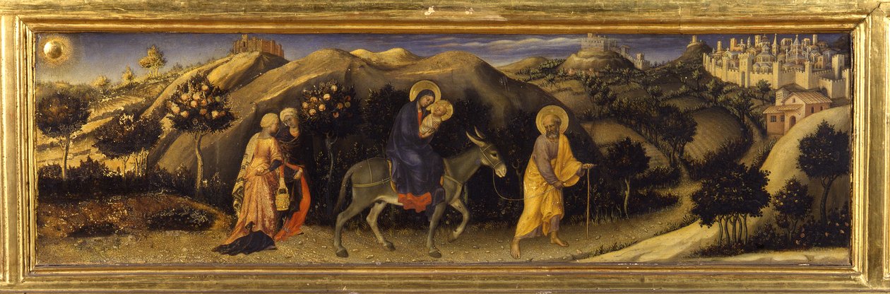 Repülés Egyiptomba (Predella of the Adoration of the Magi, Pala Strozzi) alkotó: Gentile da Fabriano