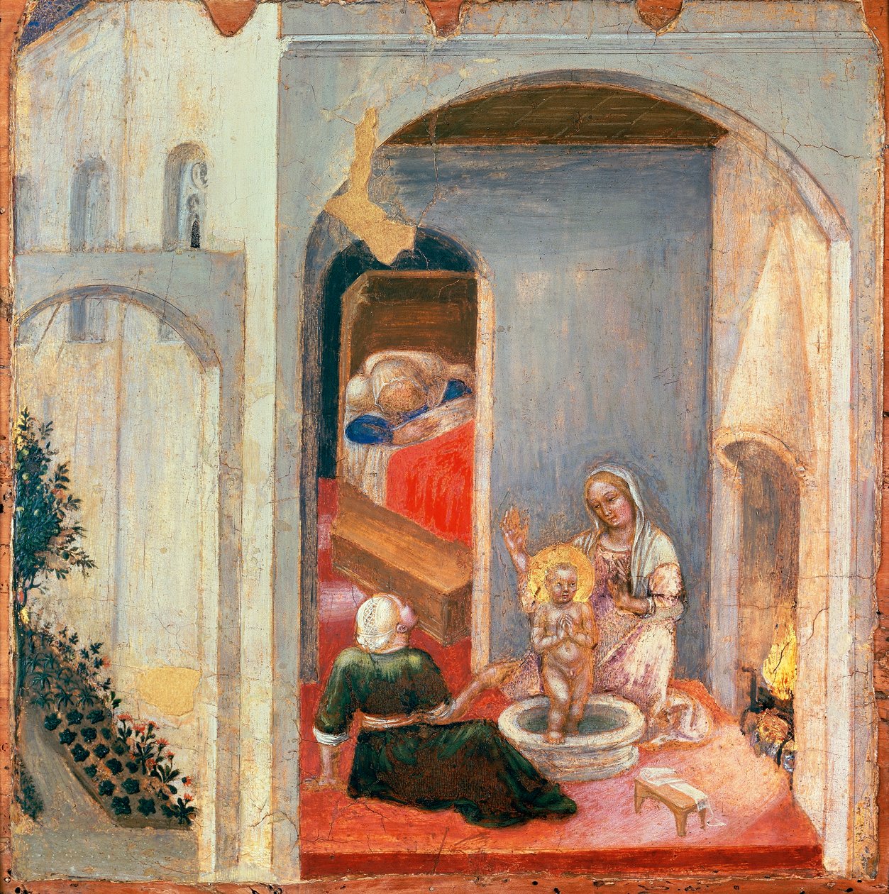 Szent Miklós születése, Gentile da Fabriano (1370-kb. 1427) Quaratesi Poliptichon predellájából készült tábla, tempera a panelen, 355 x 36 cm alkotó: Gentile da Fabriano