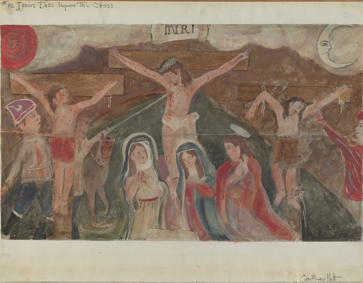 12. keresztút: Jézus meghal a kereszten, c. 1936. alkotó: Geoffrey Holt