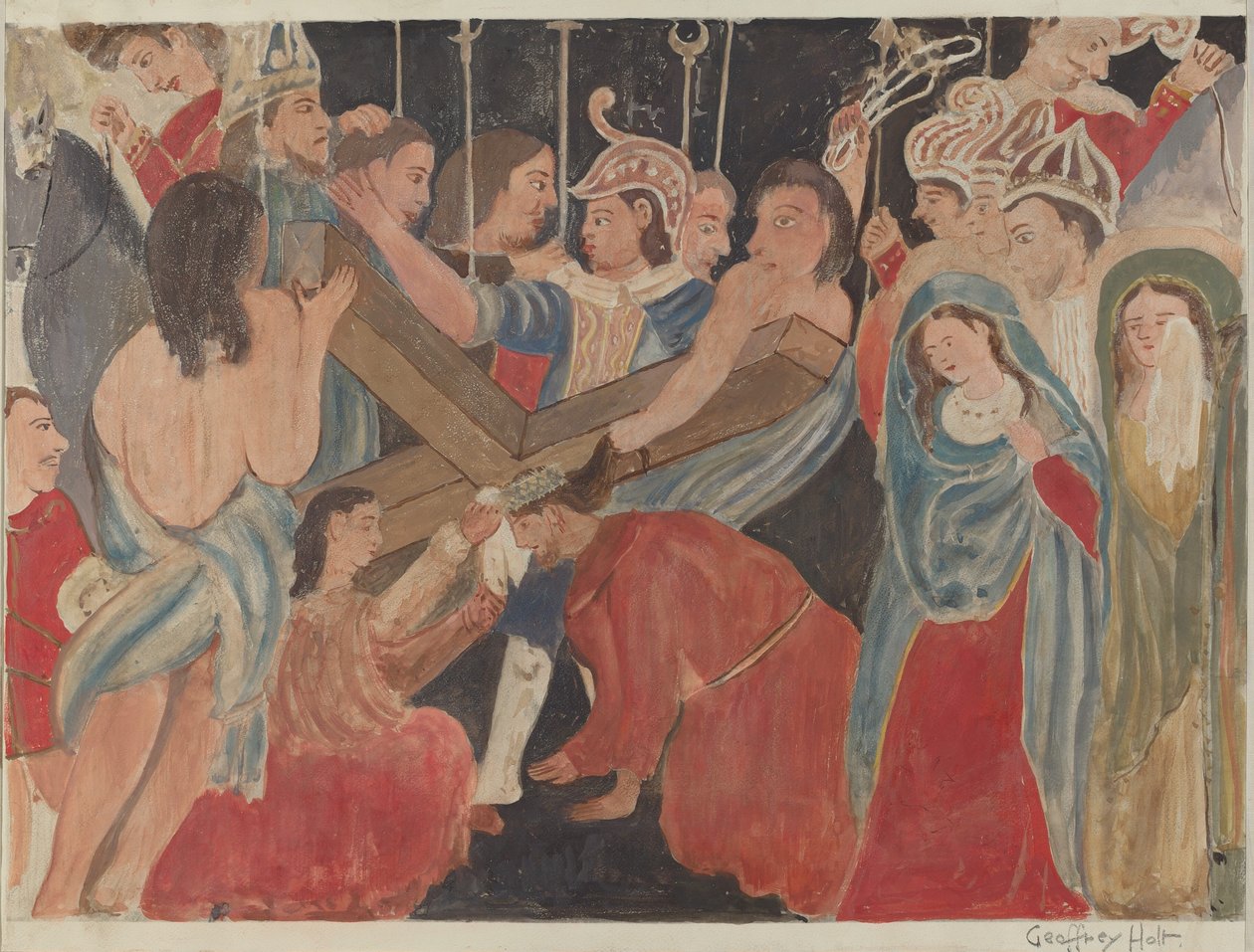 6. számú keresztút: Veronica RendersSzolgálat Jézusnak, c. 1936. alkotó: Geoffrey Holt