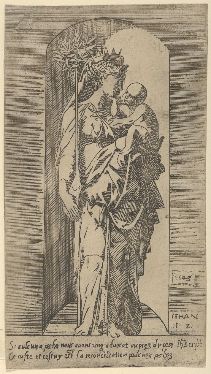 A szűz és a gyermek egy fülkében, 1543. alkotó: Geoffroy Dumoûtier