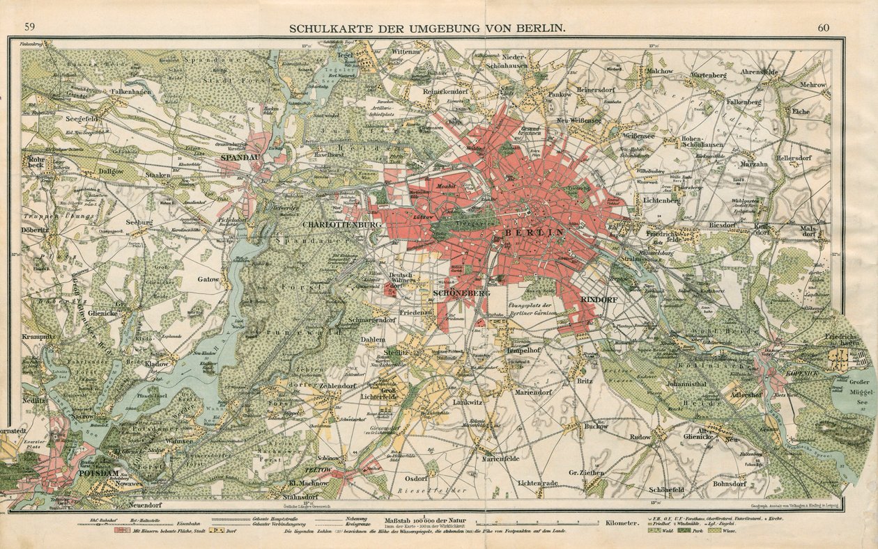 A Berlin környéki iskolai térkép alkotó: Geographische Anstalt von Velhagen und Klasing