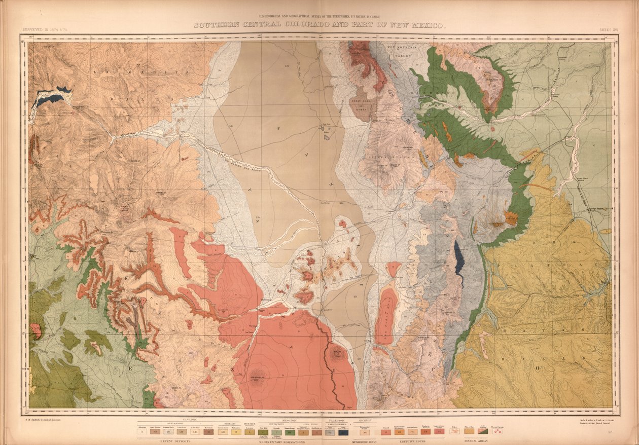 Colorado és a szomszédos terület egyes részei geológiai és földrajzi atlasza, alkotó: Geological And Geographical Survey Of The Territories