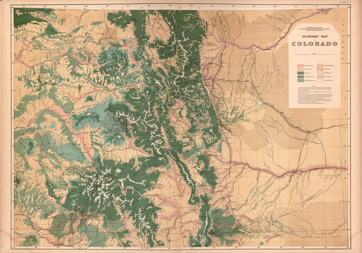 Colorado és a szomszédos terület egyes részei geológiai és földrajzi atlasza, alkotó: Geological And Geographical Survey Of The Territories