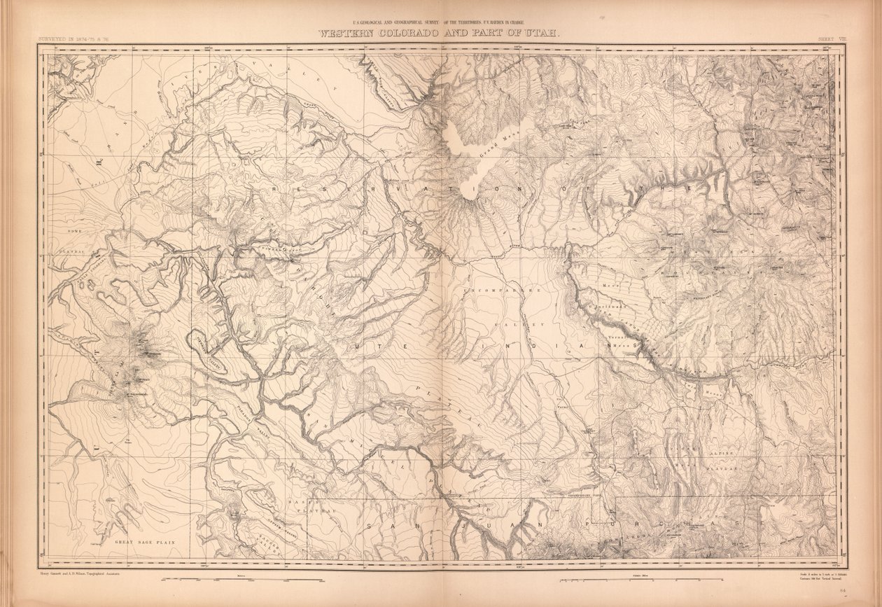 Colorado és a szomszédos terület egyes részei geológiai és földrajzi atlasza, alkotó: Geological And Geographical Survey Of The Territories
