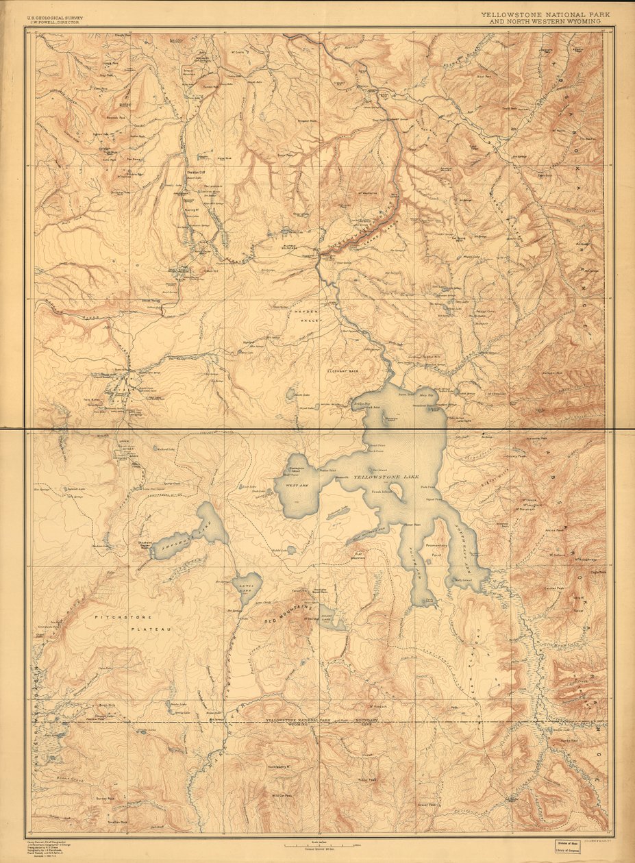 Yellowstone Nemzeti Park és Wyoming északnyugati része. alkotó: Geological Survey
