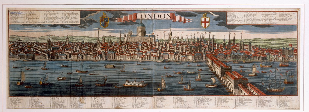 London (kézzel színezett gravírozás) alkotó: Georg Balthasar Probst