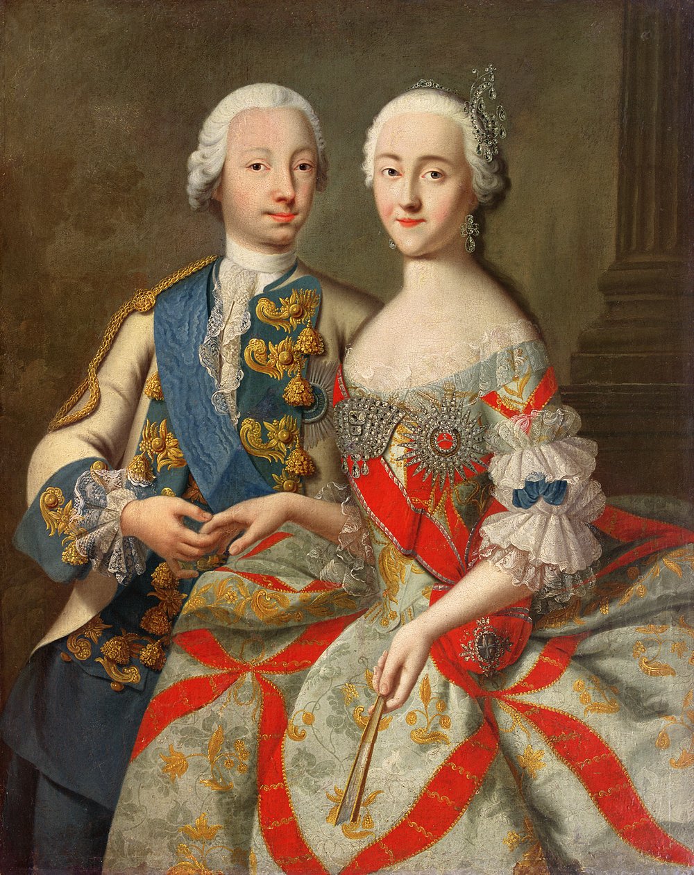 Nagy Katalin (1729-96) és Petr Fedorovics herceg (1728-62) portréja 1740-45 alkotó: Georg Christoph Grooth