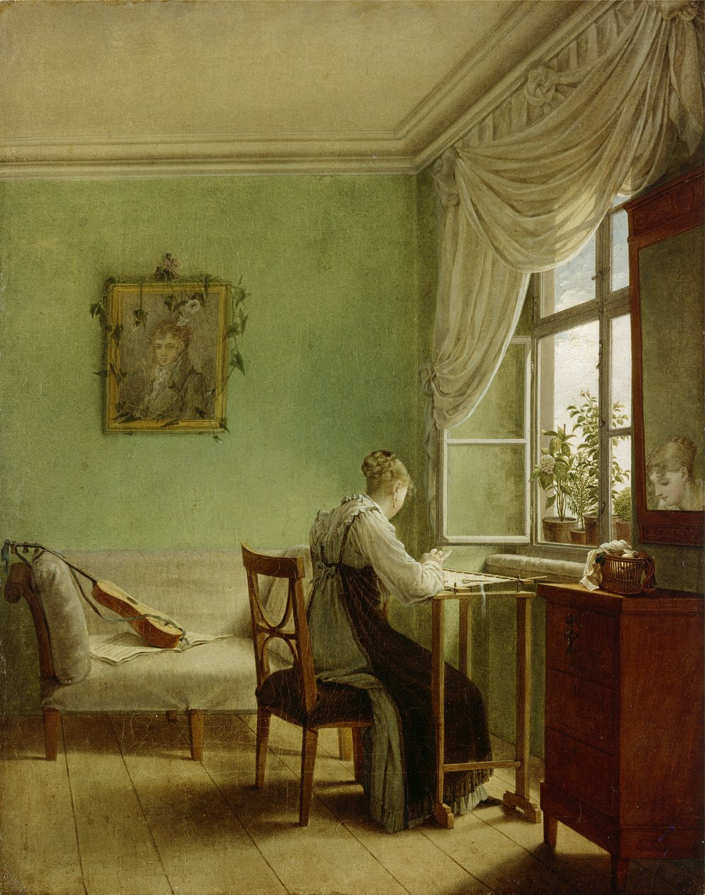 Női hímzés, 1812 alkotó: Georg Friedrich Kersting