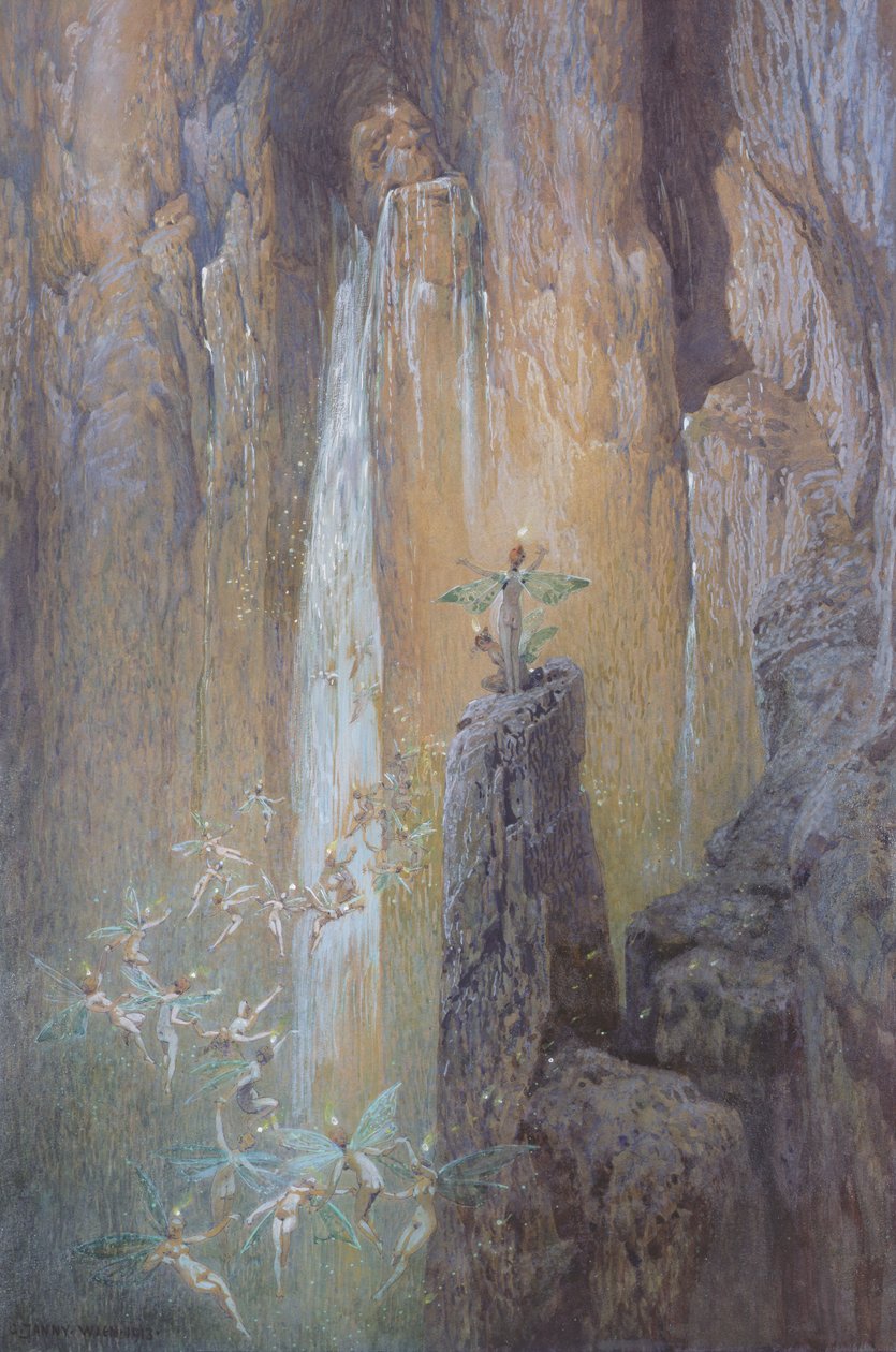 Vízesés mellett táncoló tündérek, 1913 alkotó: Georg Janny