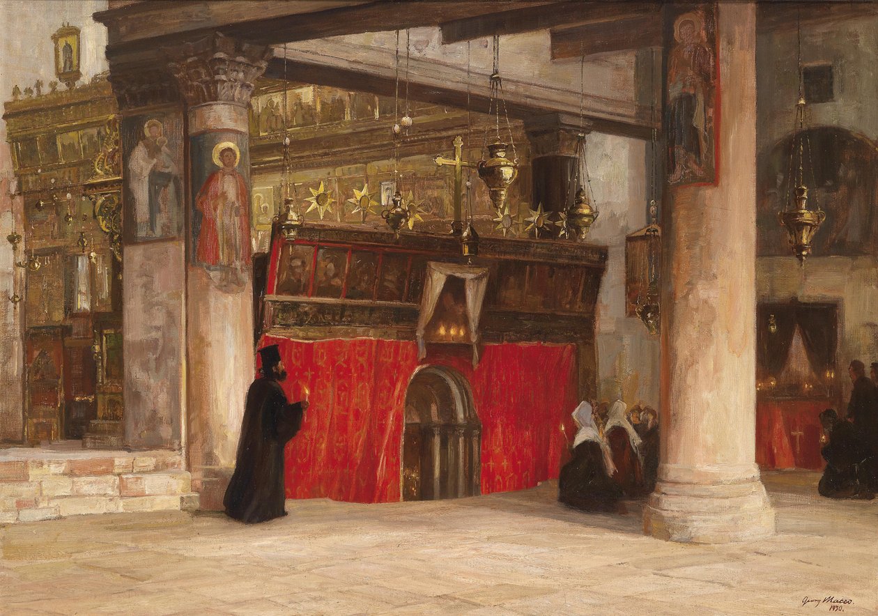 Kilátás a betlehemi ortodox templomra alkotó: Georg Macco