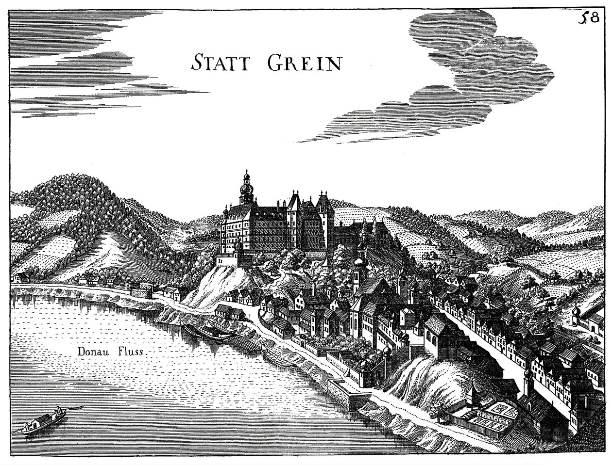 Kilátás Grein városára alkotó: Georg Matthaus Vischer
