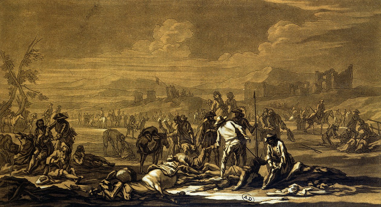 A csata után, 1695, Christian Rugendas (1708-81) metszete 1740 körül alkotó: Georg Philipp I Rugendas