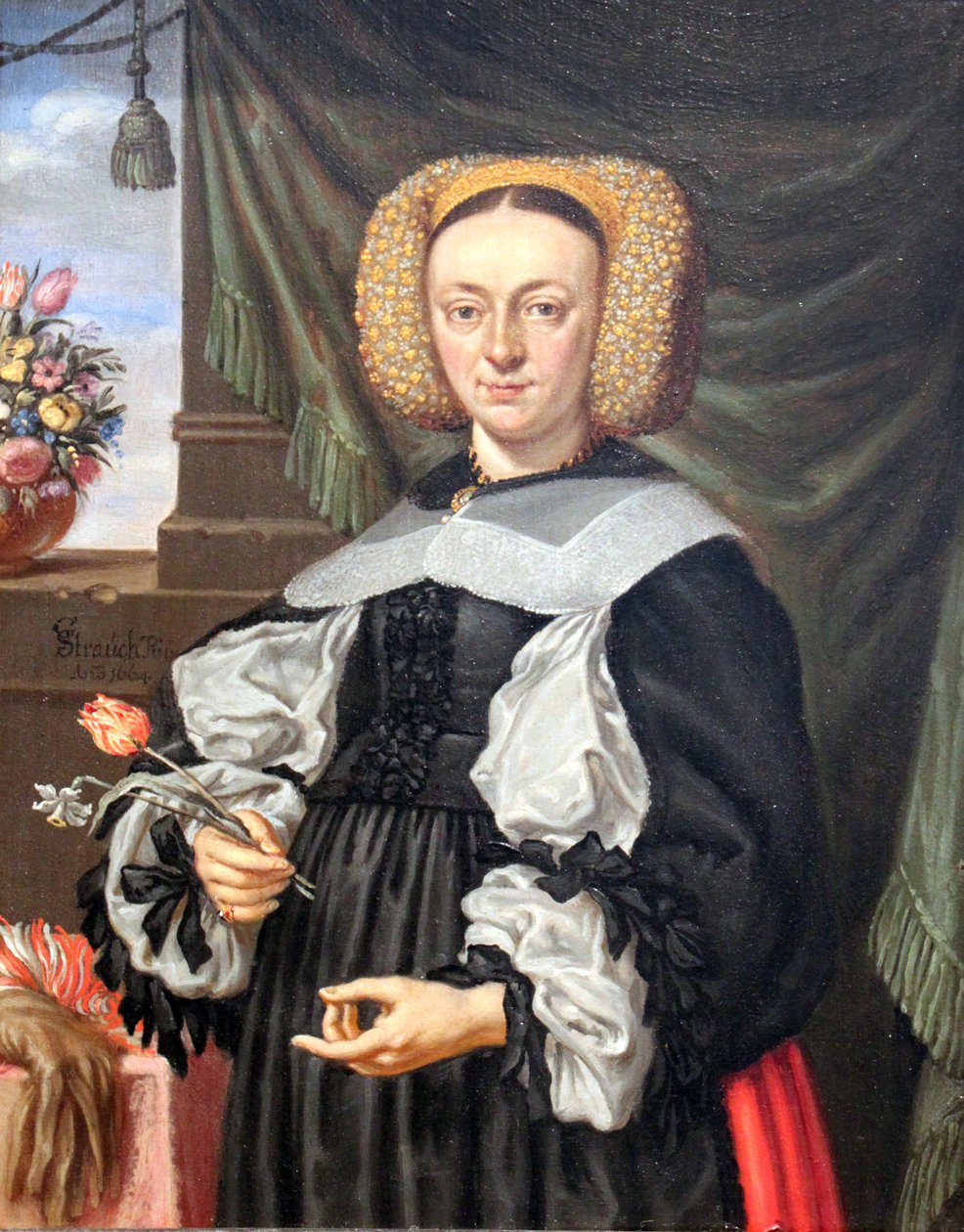 Virágos nő portréja alkotó: Georg Strauch