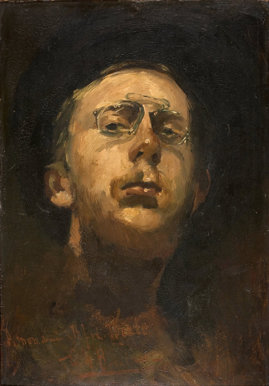 ""Autoportré au pince-nez"" (Önarckép Pince-nezzel) George Hendrik Breitner (1857-1923) festménye - kb 1882 - Olaj, vászon - Mérete 45x31 cm Gemeentemuseum Den Haag (Hága) Hollandia alkotó: Georg Hendrik Breitner