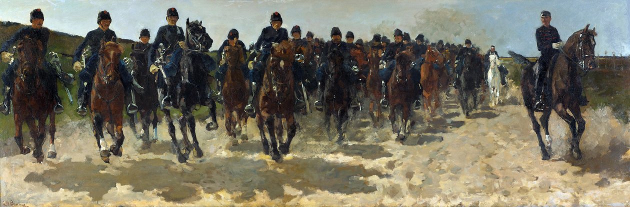 "Cavalry" (lovasság) George Hendrik Breitner (1857-1923) festménye - 1883-1888 - Olaj, vászon Mérete 137x337 cm Gemeentemuseum Den Haag (Hága) Hollandia alkotó: Georg Hendrik Breitner