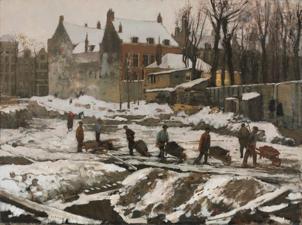Amszterdami építkezés, 1902 körül (olaj, szövet) alkotó: Georg Hendrik Breitner