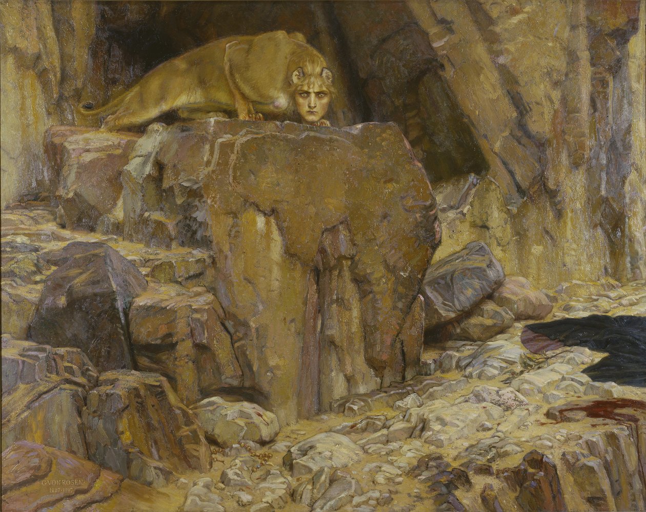 Le sphinx – A szfinx, szerző: Rosen, Georg von (1843-1923). Olajfestmény alkotó: Georg  Rosen
