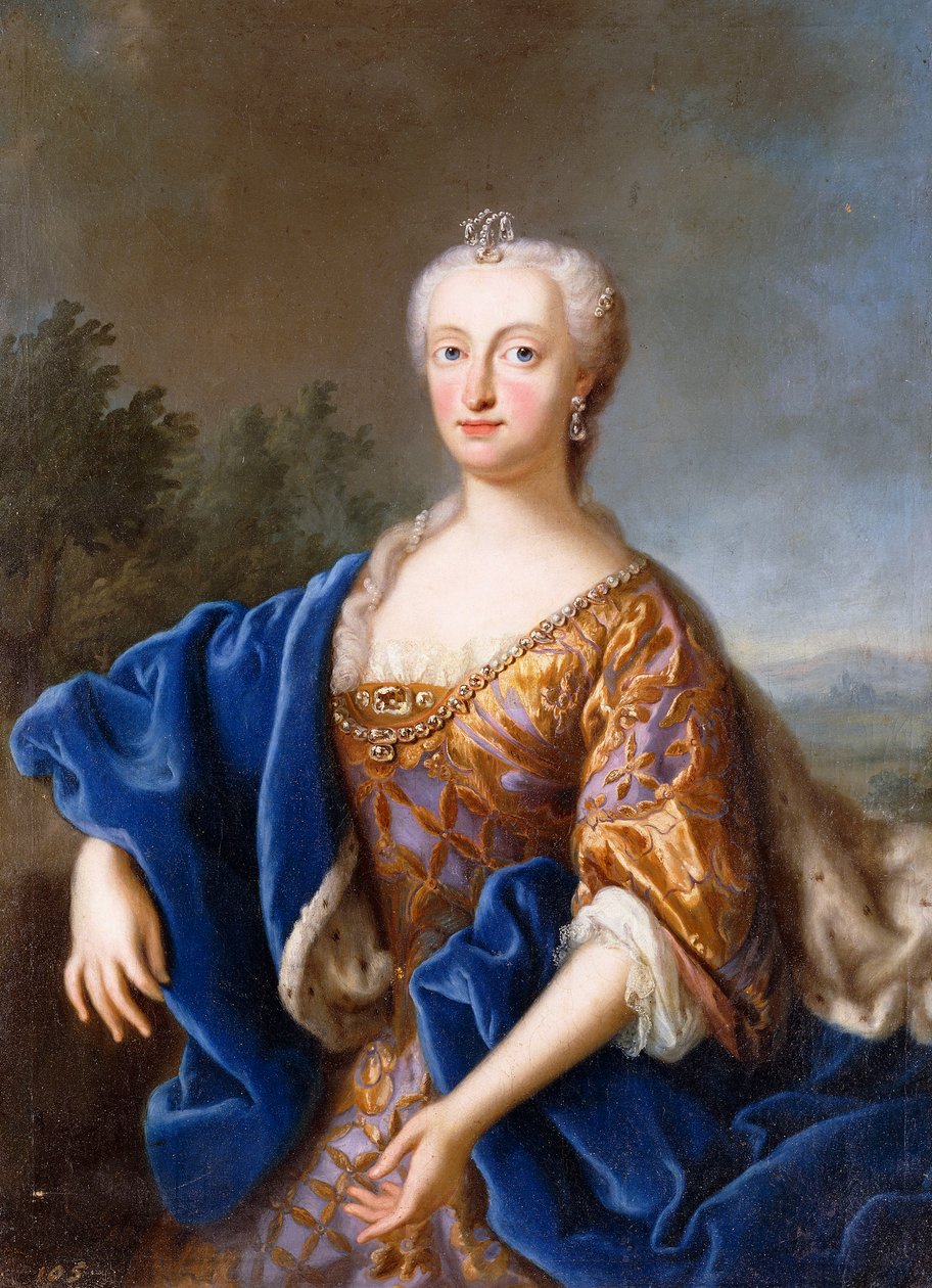 Maria Amália portréja, háromnegyed hosszban, hímzett köntösben (olaj, vászon) alkotó: Georg (circle of) Desmarees