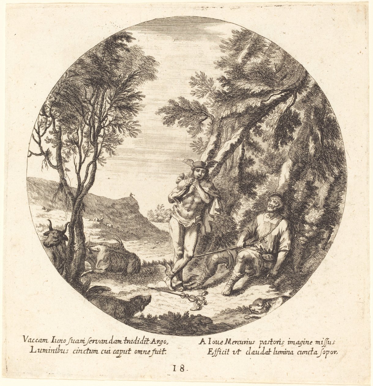 Mercury elalszik Argost alkotó: Georg Andreas Wolfgang the Elder