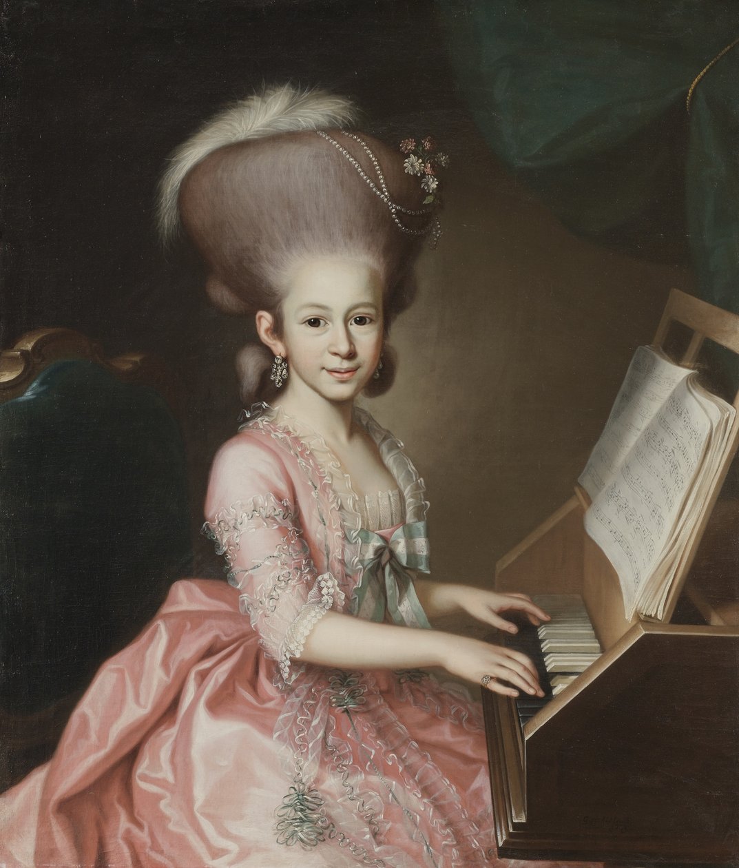 Fiatal hölgy portréja a klavikordnál, 1779 alkotó: Georg Anton Abraham Urlaub