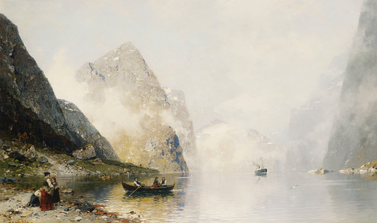 Egy fjordi jelenet alkotó: Georg Anton Rasmussen
