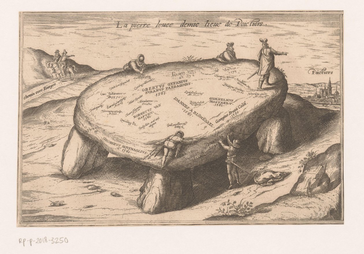 Kilátás a Pierre Levée-re Poitiers közelében La pierre levee demie lieue de Poictiers (cím a tárgyon) alkotó: Georg Braun (possibly)