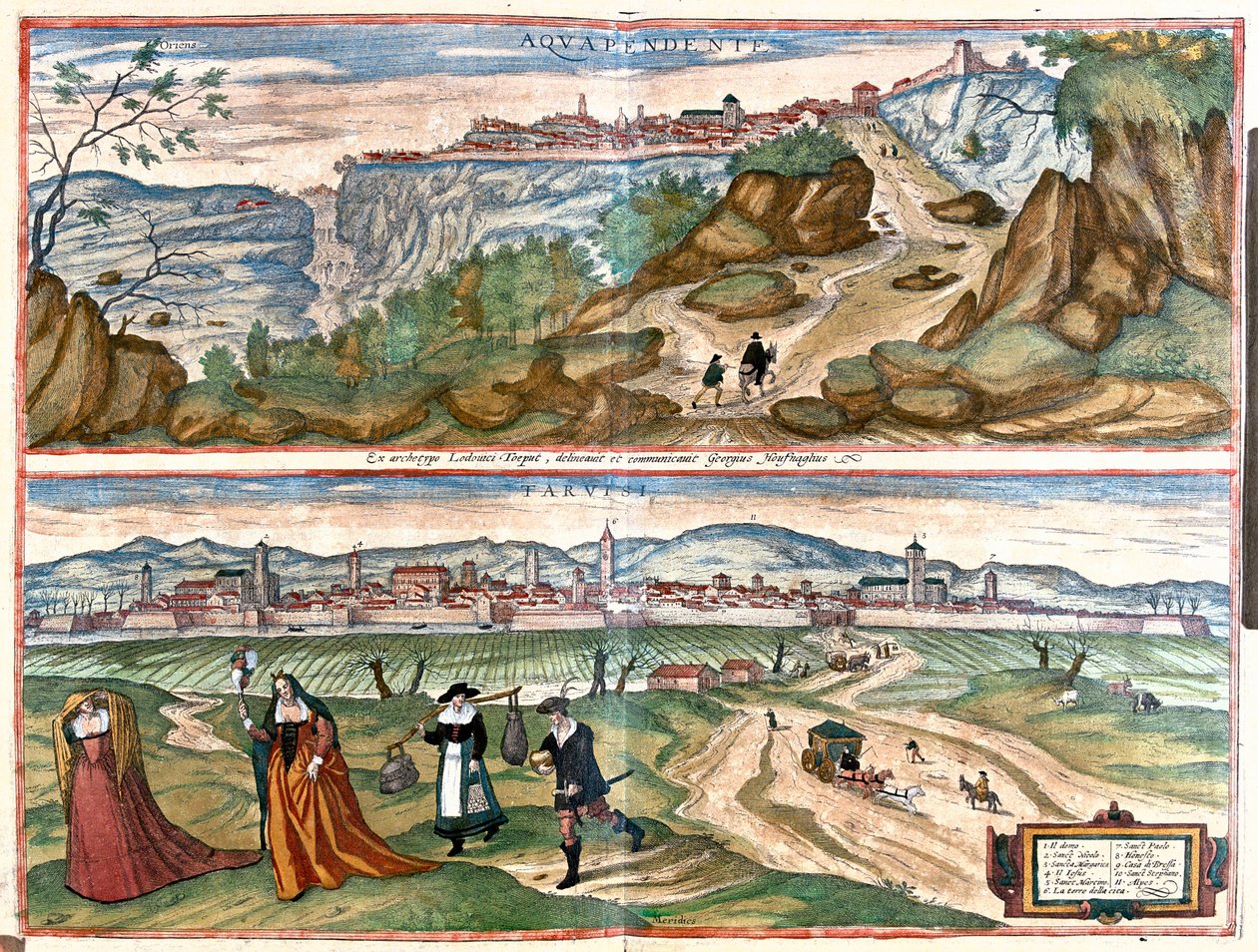 Acquapendente - Farvisi (Róma), Olaszország - Georg Braun "Civitates Orbis Terrarum" című művében, Köln, 1617. alkotó: Georg Braun