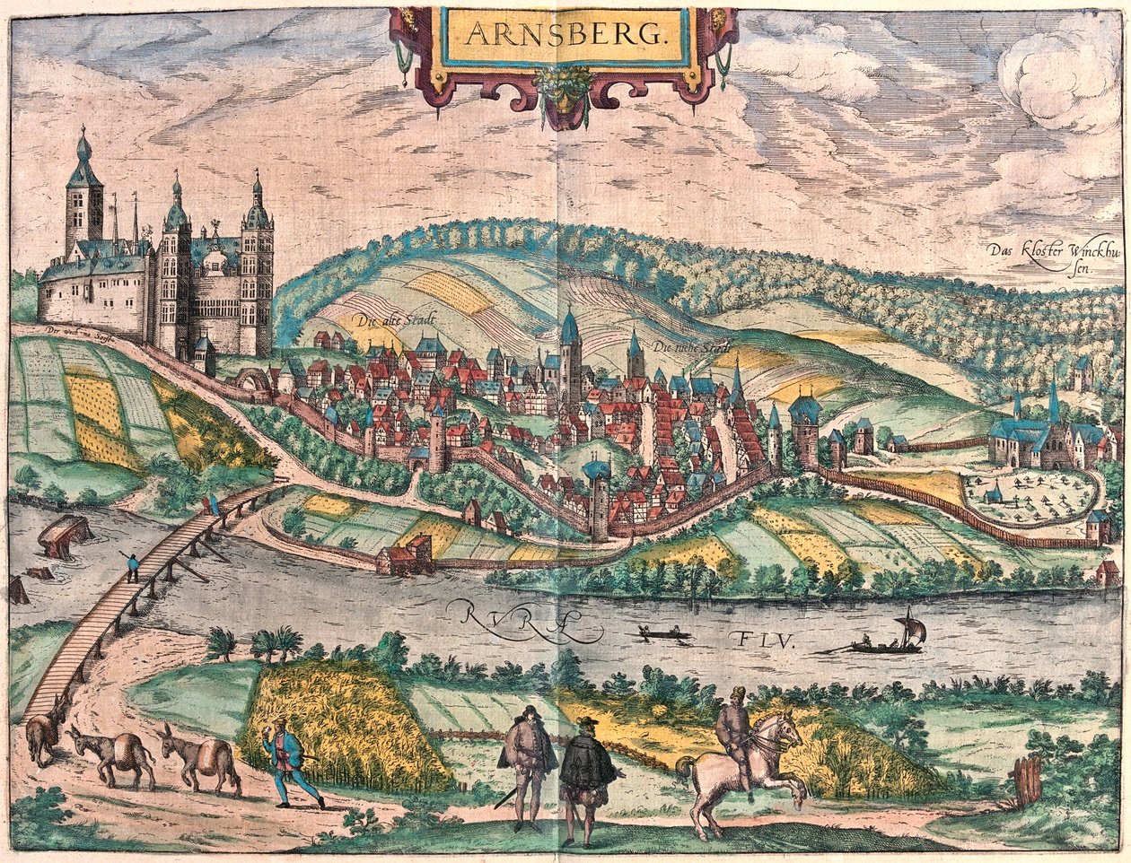 Arnsberg, Németország - Georg Braun "Civitates Orbis Terrarum" című művében, Köln 1617. alkotó: Georg Braun