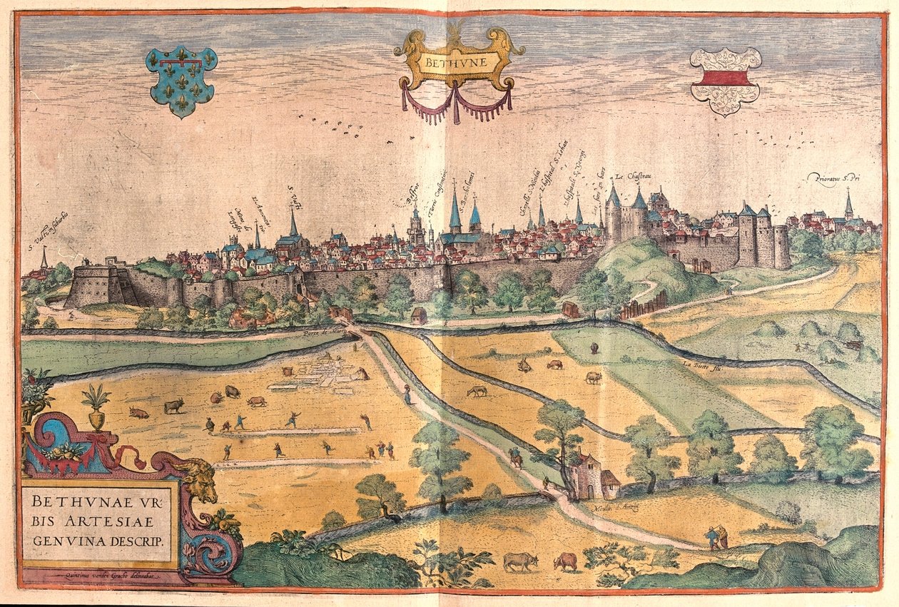Bethune Pas de Calais-ban, Franciaországban - Georg Braun "Civitates Orbis Terrarum" című művében, Köln, 1617. alkotó: Georg Braun