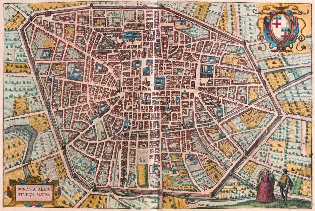 Bologna, Olaszország - Georg Braun "Civitates Orbis Terrarum" című művében, Köln 1617. alkotó: Georg Braun