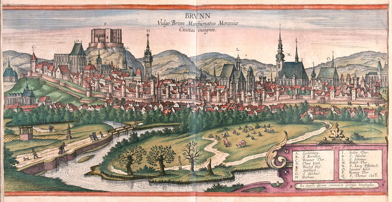 Brno (Morvaország), Csehország - Georg Braun "Civitates Orbis Terrarum" című művében, Köln, 1617. alkotó: Georg Braun