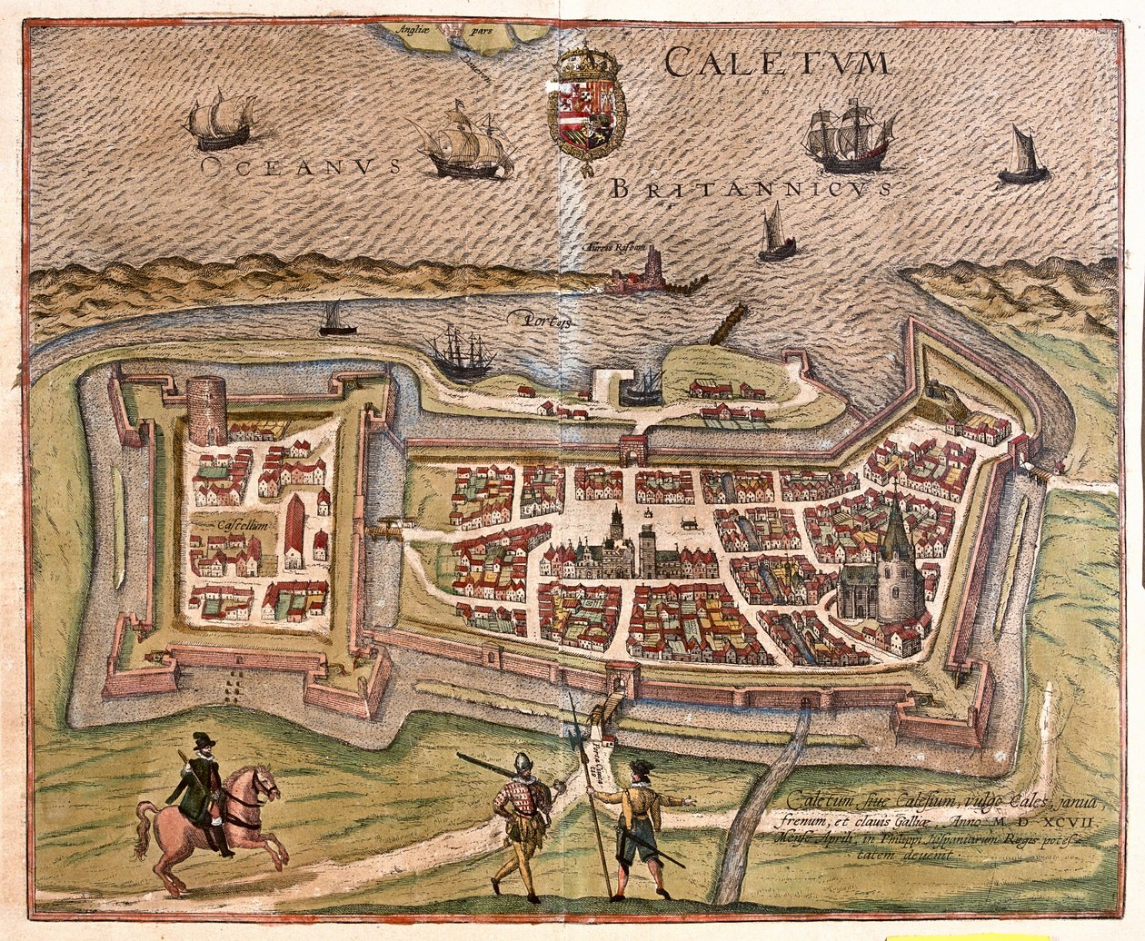 Calais, Franciaország - Georg Braun "Civitates Orbis Terrarum" című művében, Köln, 1617. alkotó: Georg Braun