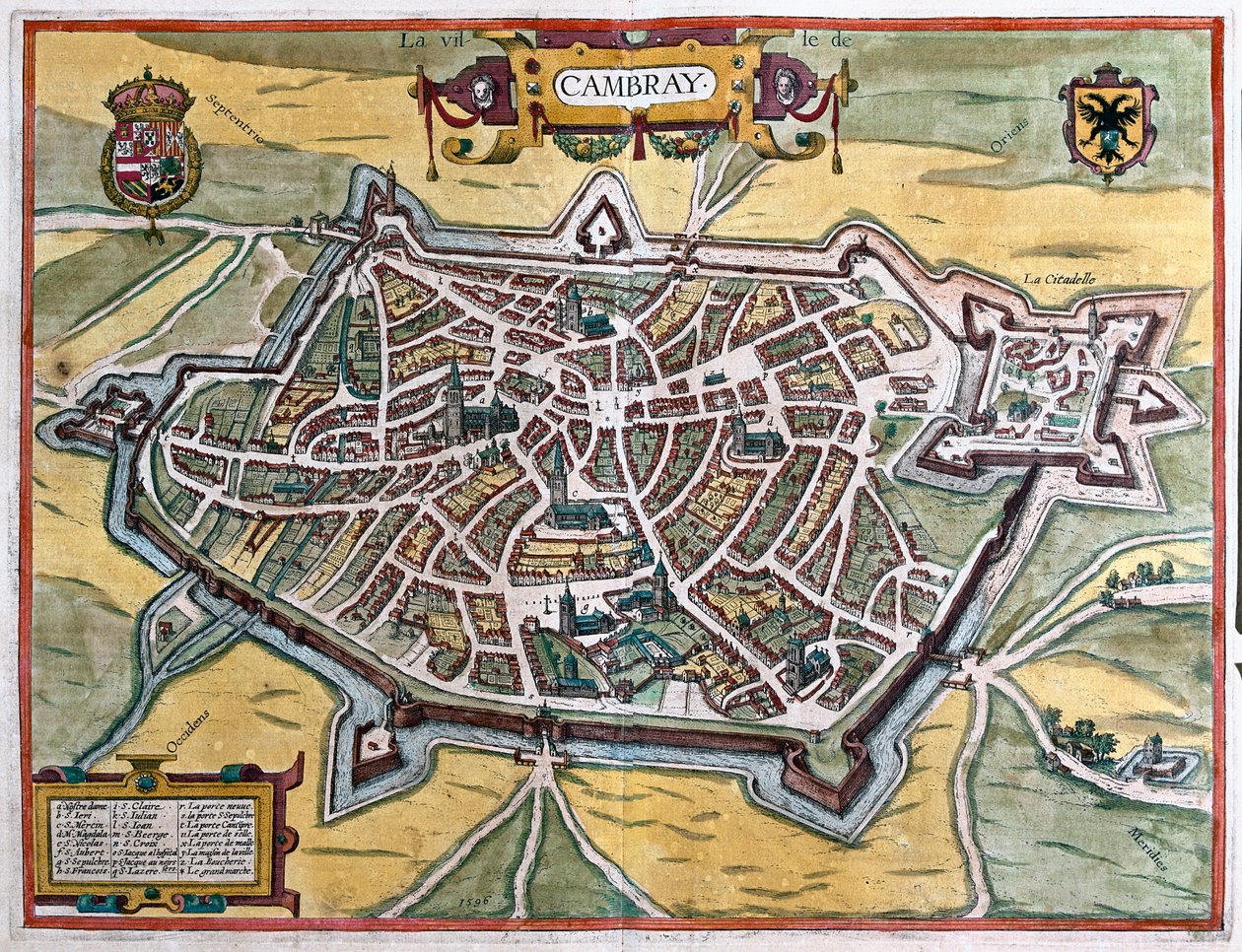 Cambrai, Franciaország - Georg Braun "Civitates Orbis Terrarum" című művében, Köln 1617. alkotó: Georg Braun