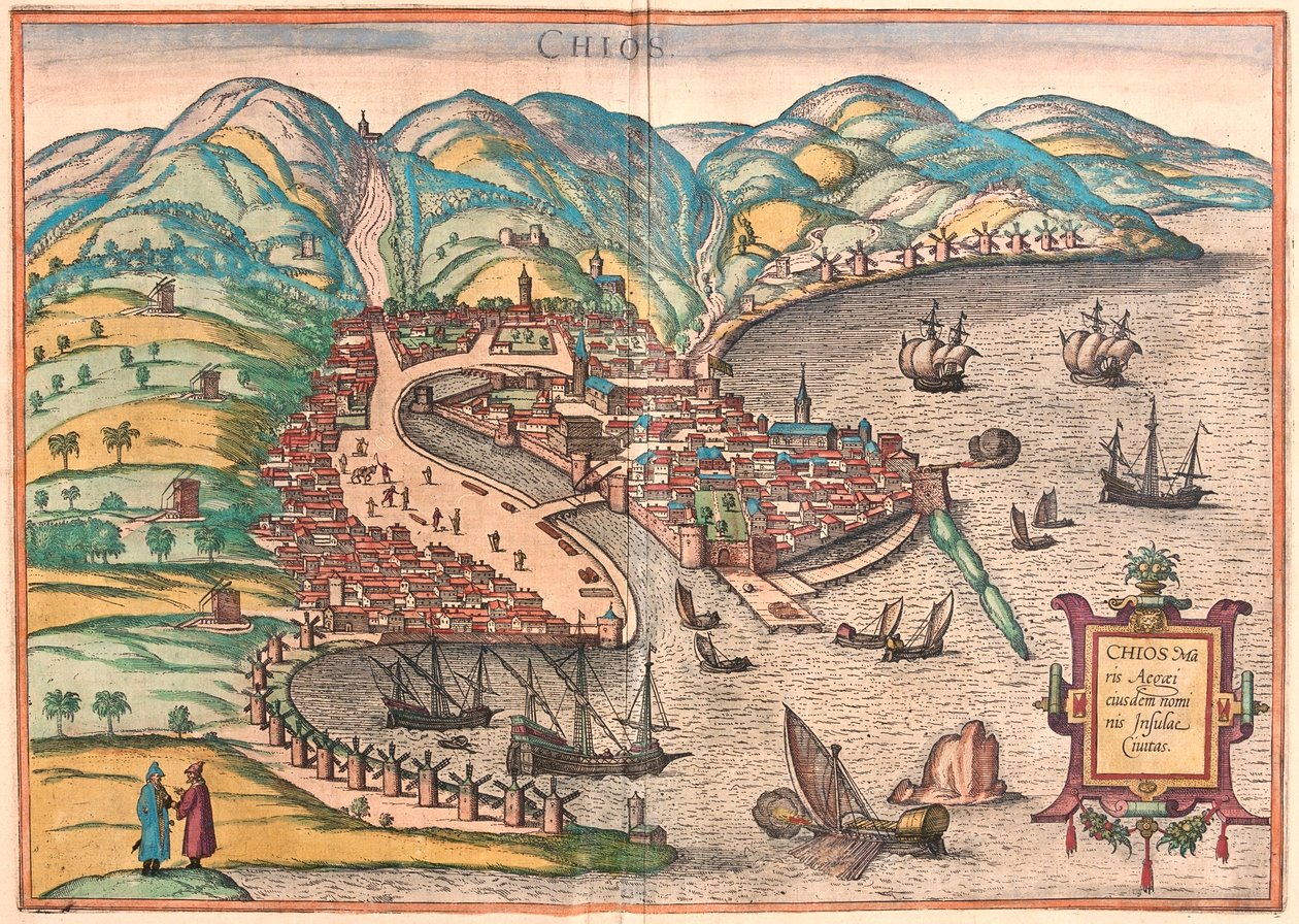 Chios, Görögország - Georg Braun "Civitates Orbis Terrarum" című művében, Köln 1617. alkotó: Georg Braun