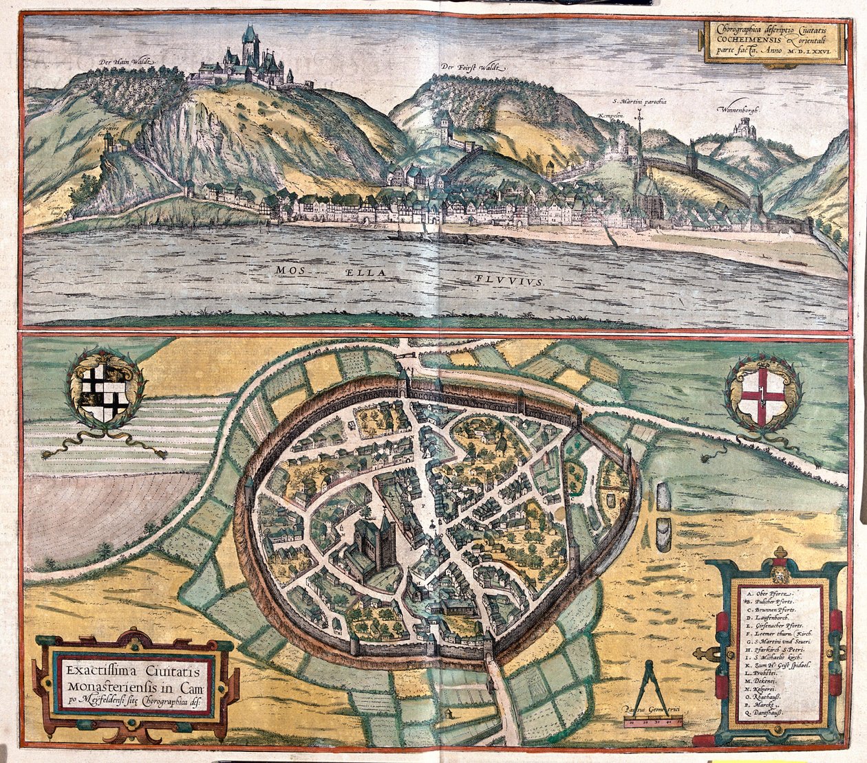 Cochem, Németország - Georg Braun "Civitates Orbis Terrarum" című művében, Köln 1617. alkotó: Georg Braun