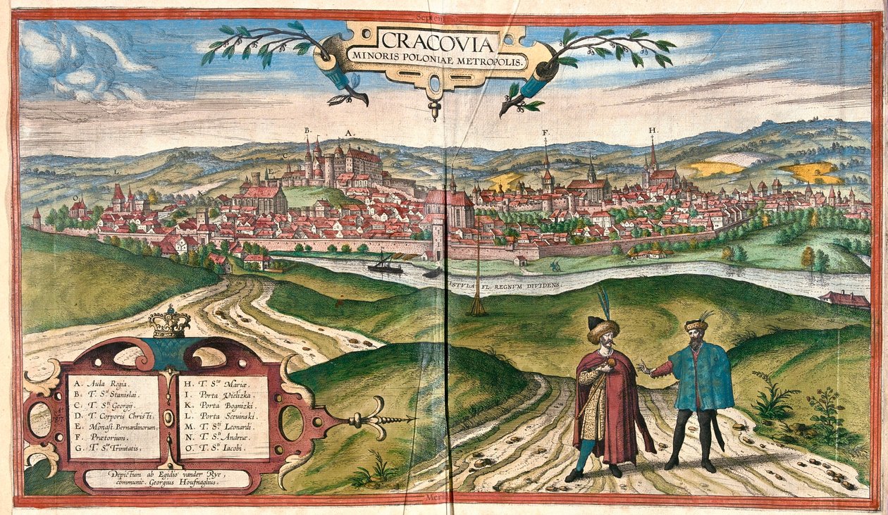 Krakkó, Lengyelország - Georg Braun "Civitates Orbis Terrarum" című művében, Köln 1617. alkotó: Georg Braun