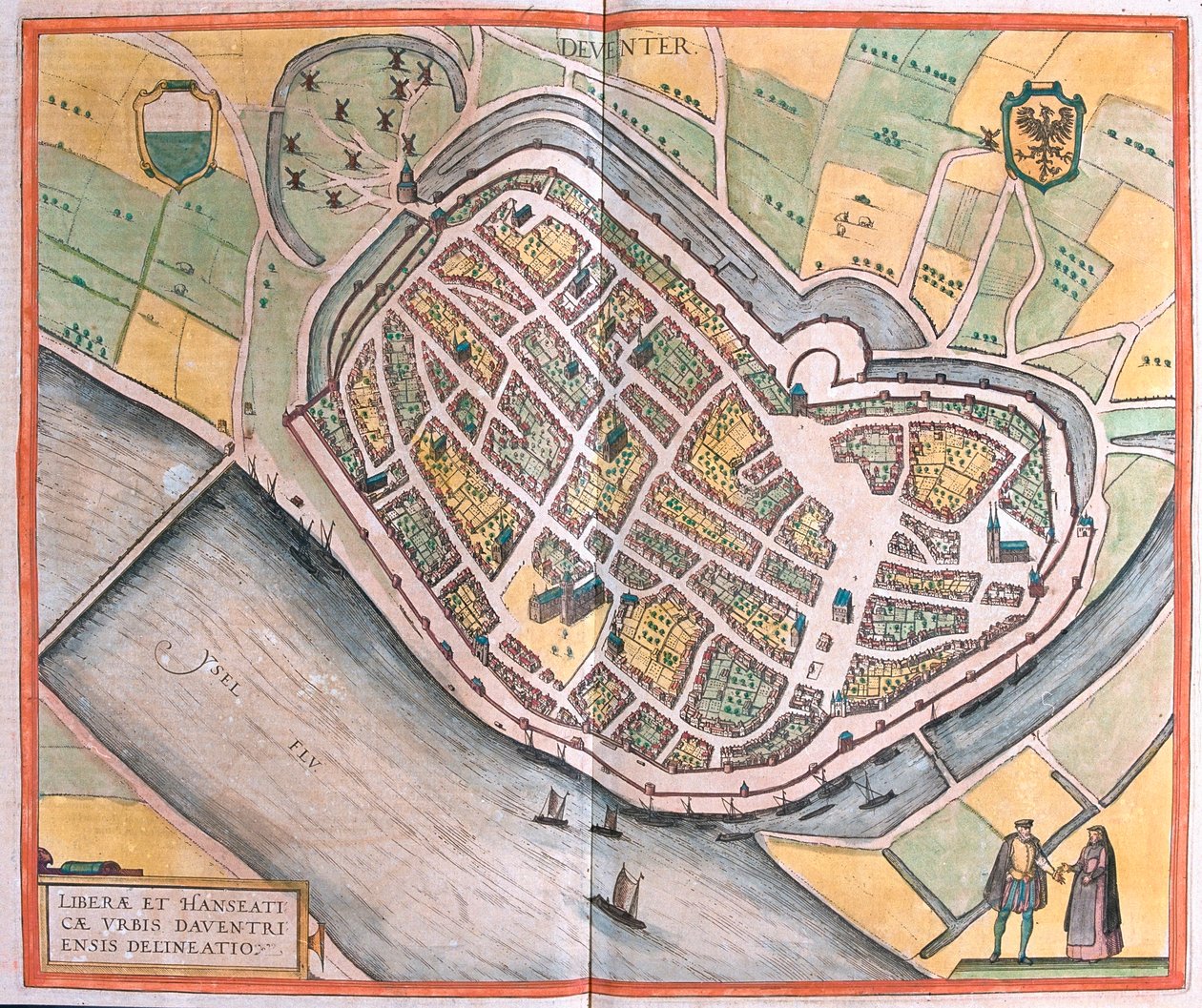 Deventer, Hollandia - Georg Braun "Civitates Orbis Terrarum" című művében, Köln 1617. alkotó: Georg Braun