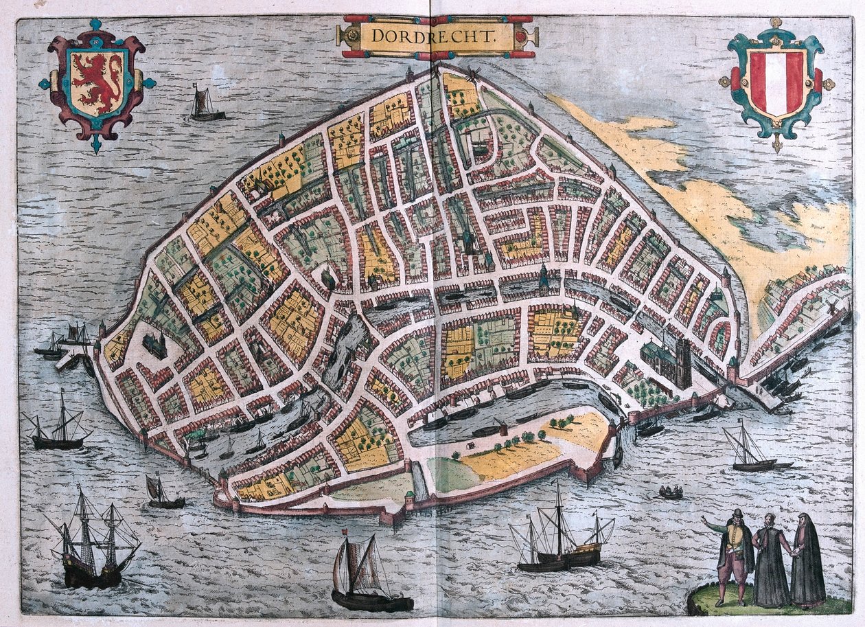 Dordrecht, Hollandia - Georg Braun "Civitates Orbis Terrarum" című művében, Köln 1617. alkotó: Georg Braun
