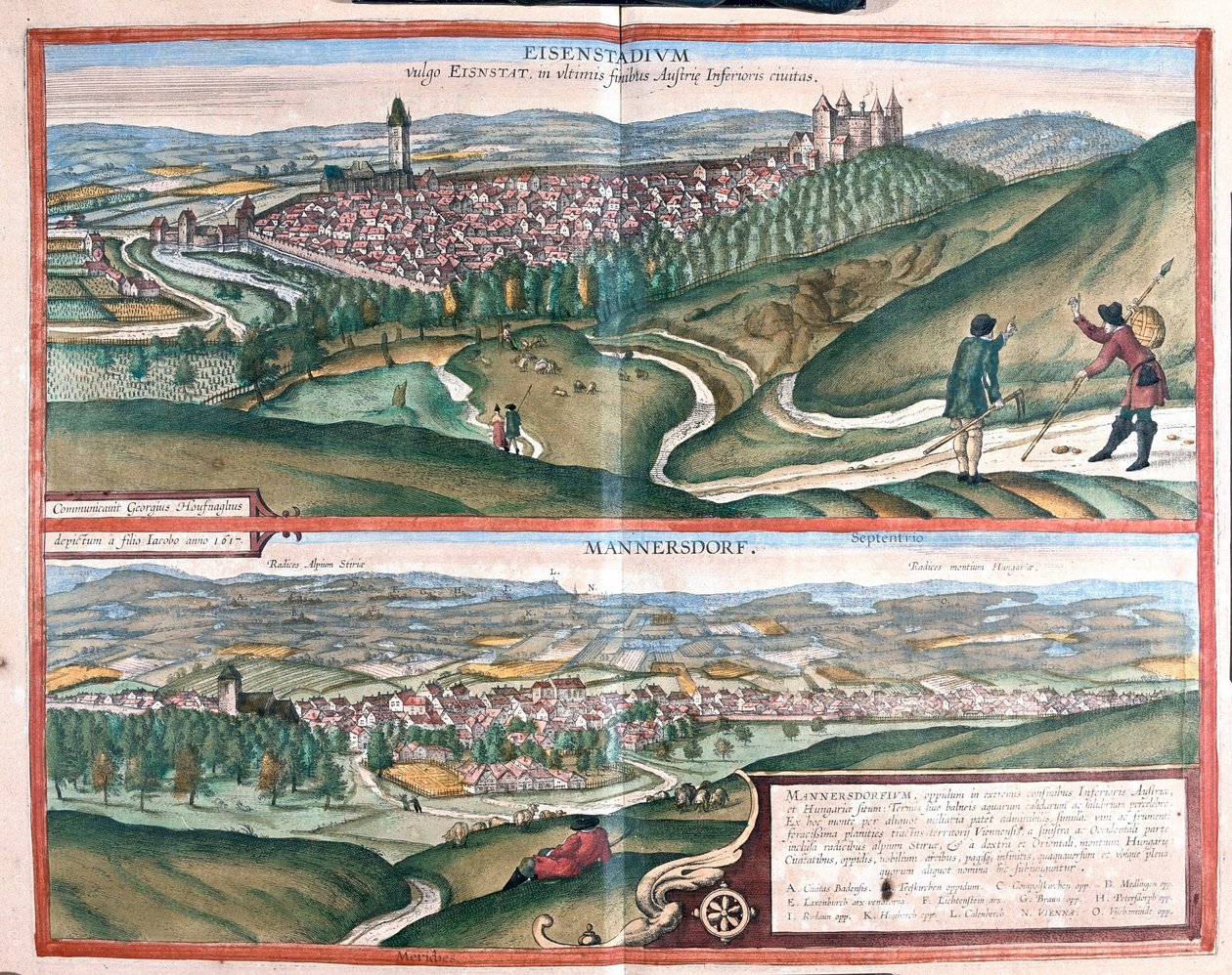 Eisenstadtt, Németország - Mannersdorf ,Ausztria - Georg Braun "Civitates Orbis Terrarum" című művében, Köln 1617. alkotó: Georg Braun