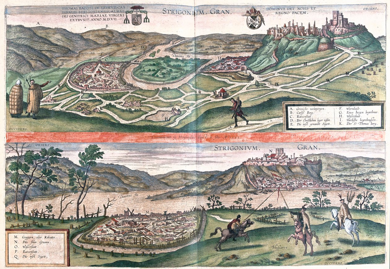 Esztergom, Magyarország - Georg Braun "Civitates Orbis Terrarum" című művében, Köln 1617. alkotó: Georg Braun