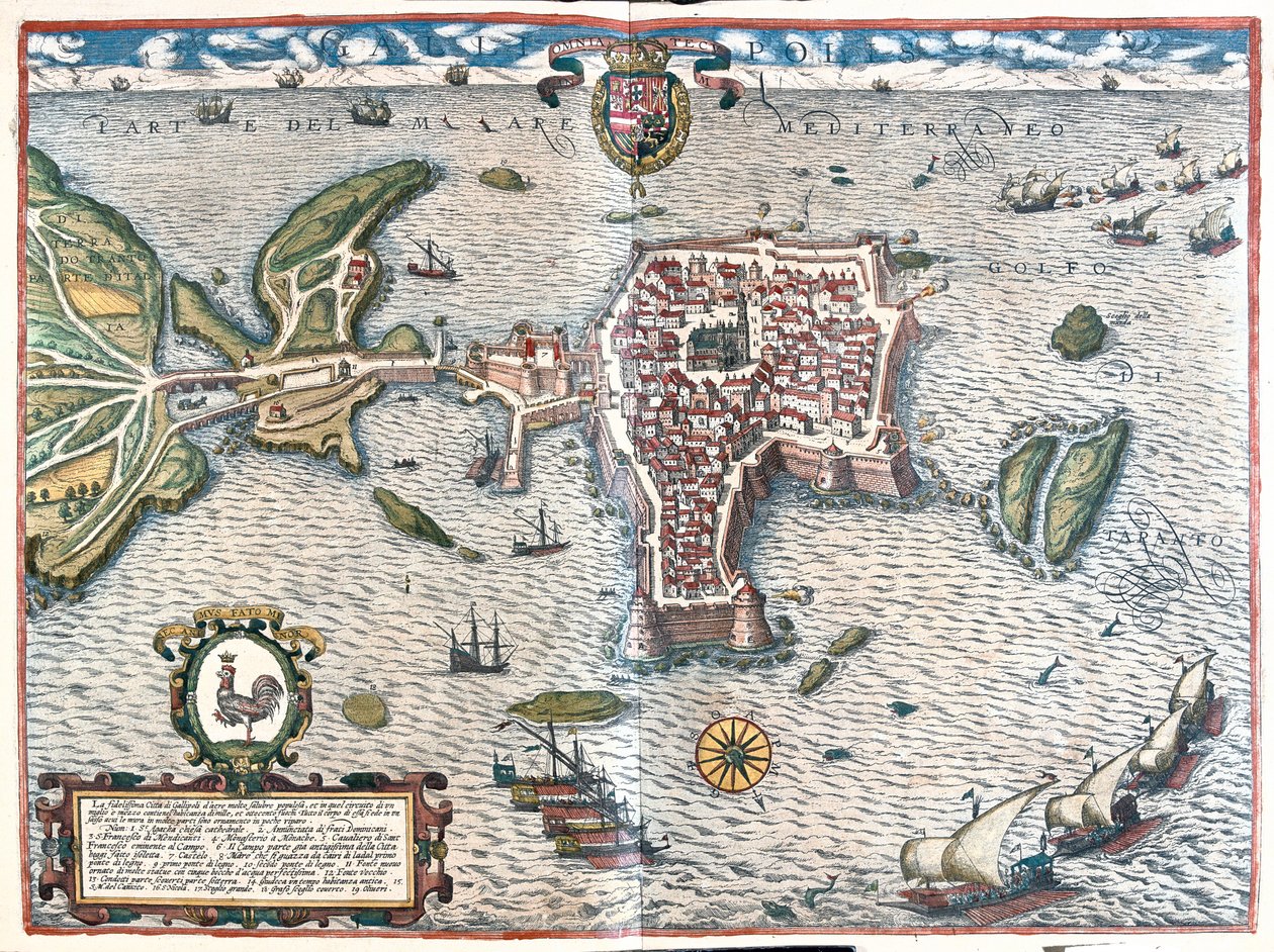Gallipoli, Olaszország - Georg Braun "Civitates Orbis Terrarum" című művében, Köln 1617. alkotó: Georg Braun