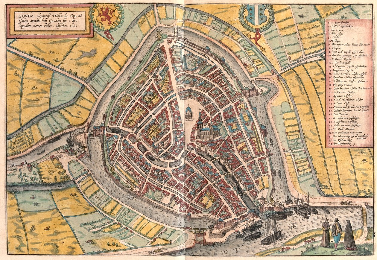 Goude, Hollandia - Georg Braun "Civitates Orbis Terrarum" című művében, Köln 1617. alkotó: Georg Braun