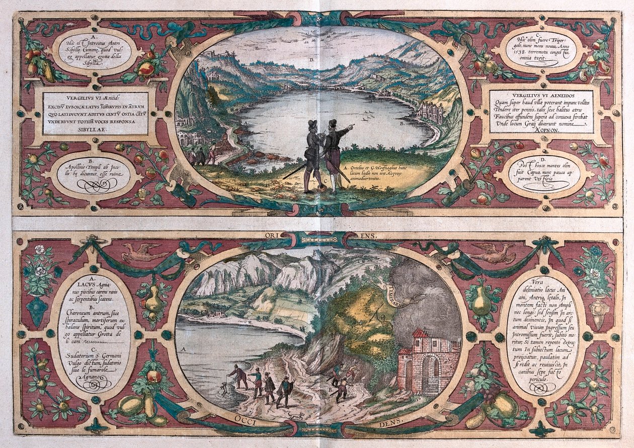 A Sibilla grotta - Ostia - Agnano, Olaszország Georg Braun "Civitates Orbis Terrarum" című művében, Köln 1617. alkotó: Georg Braun