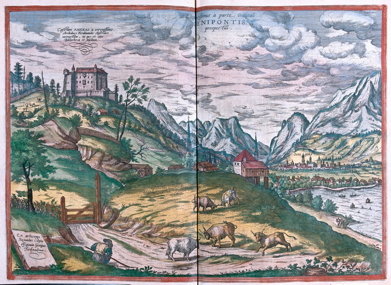 Halle és a Saale, Halle in Sachsen, Hildesheim, Németország - Georg Braun "Civitates Orbis Terrarum" című művében, Köln 1617. alkotó: Georg Braun