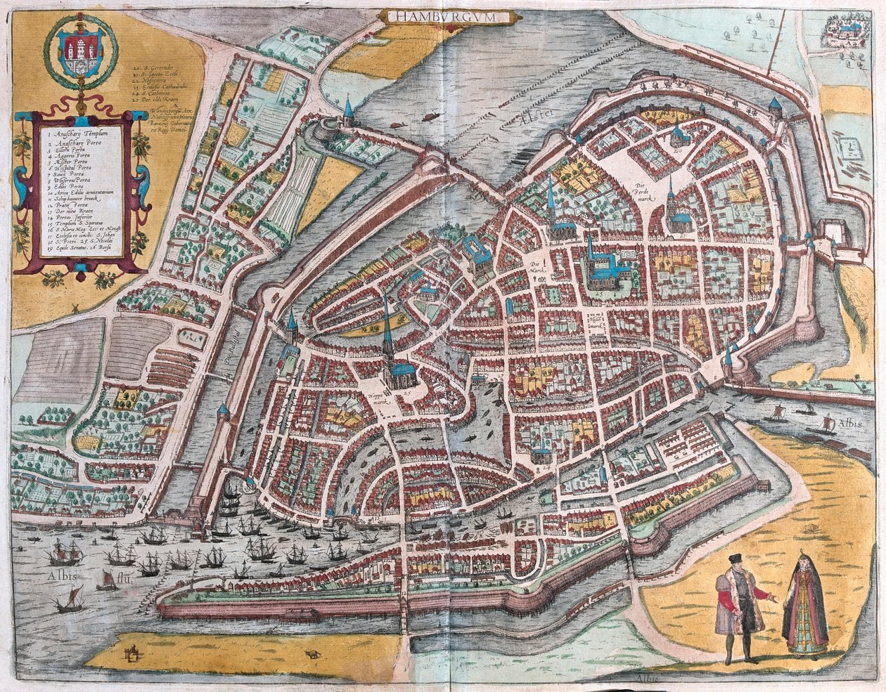 Hamburg, Németország - Georg Braun "Civitates Orbis Terrarum" című művében, Köln, 1617. alkotó: Georg Braun