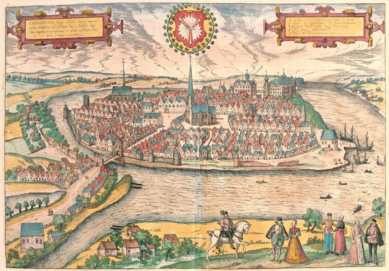 Kiel, Németország - Georg Braun "Civitates Orbis Terrarum" című művében, Köln 1617. alkotó: Georg Braun