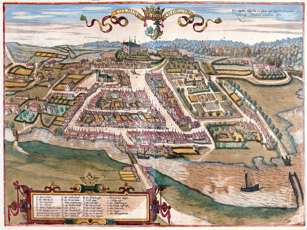 Kolding, Dánia - Georg Braun "Civitates Orbis Terrarum" című művében, Köln 1617. alkotó: Georg Braun